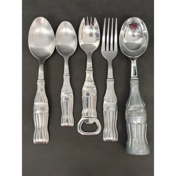 VTG Coca-Cola Collectible Gibson  Flatware 5pc w/Bottle Opener & Ice Cream Scoop - Picture 1 of 8